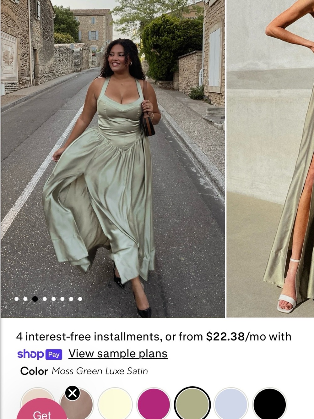 Show Me Your MuMu Moss Green Satin Maxi Dress